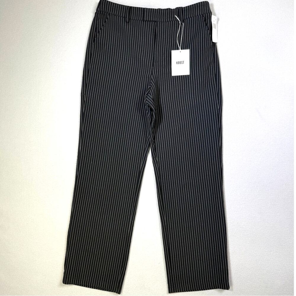 KROST Men's Stretch Pinstripe Trousers - Black Large $200